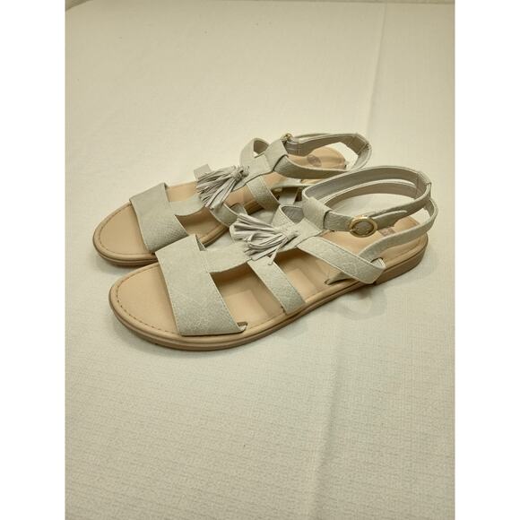 Dr. Scholl's Women's 9M Encore Gladiator Sandals Taupe Tassle Buckle - Picture 1 of 6